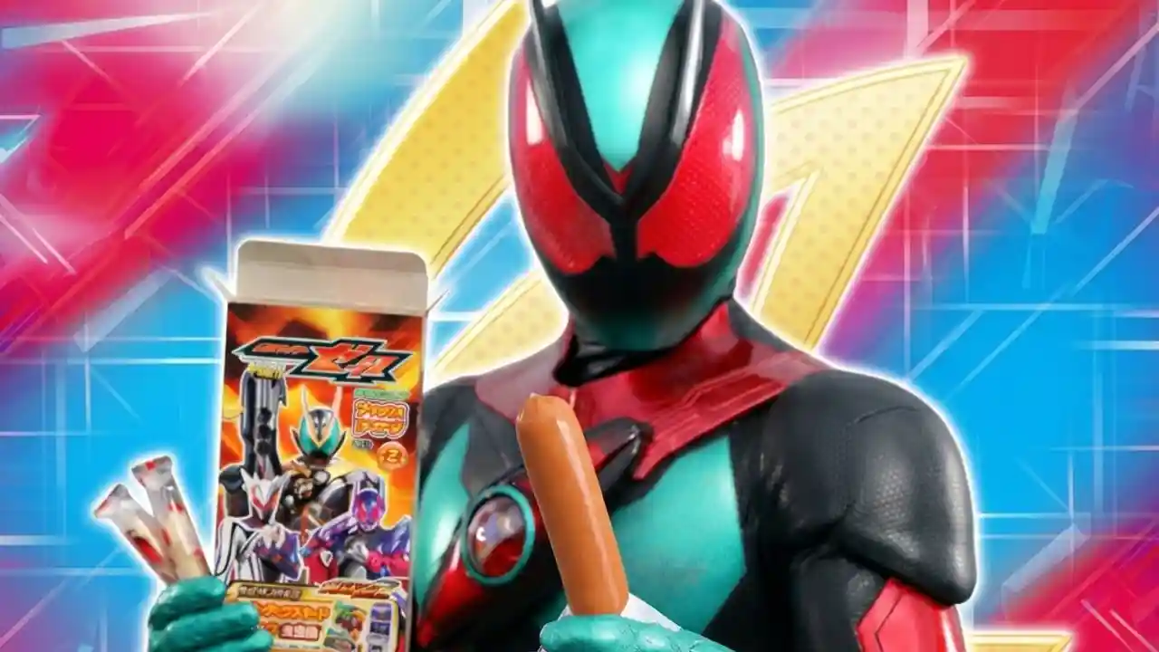 Kamen Rider Zeztz mostra sua salsicha em campanha da Marudai