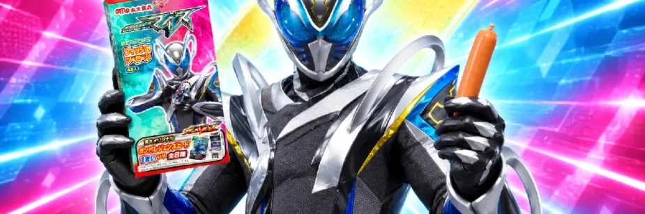 Kamen Rider My-Th mostra sua salsicha e traz cards como brinde